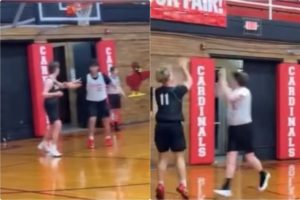 Και πώς να μην τον χάσει; 16χρονος μπαρμπέρης «όρισε» το back door κόψιμο σε σχολικό αγώνα (video)